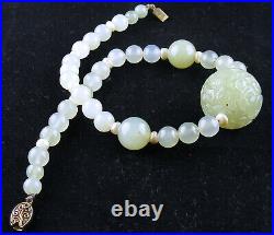 Magnificent Vintage Chinese Celadon Jade & Freshwater Pearl Necklace