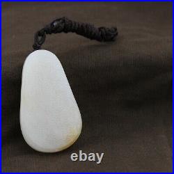 Natural Celadon Nephrite Hetian White jade Hand craft Fish and lotus pendant