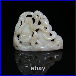 Natural Chinese Nephrite Celadon Hetian Old Jade Immortals Ornaments Retro