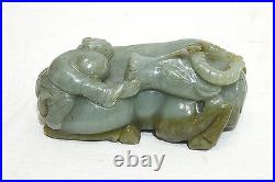 Nice Hand Carved Chinese Celadon Jade Table Ornament