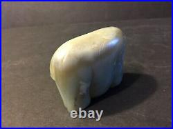 Old Carved Chinese Grayish Celadon Jade Elephant Carvings, 19th Century, 2 1/2