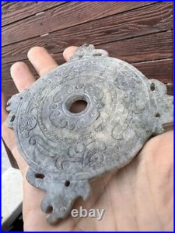 Old Chinese Carved Jade Disc Shape Round Panel Celadon