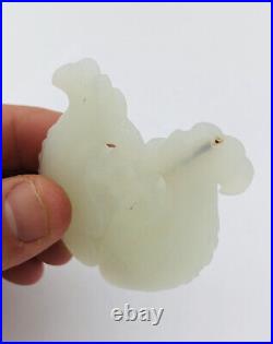 Old Chinese Carved Mutton Fat White Celadon Nephrite Jade Fish Plaque Pendant