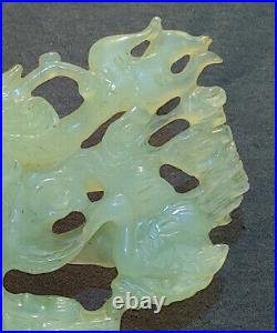 Old Chinese Carved Translucent Celadon Mutton Fat Nephrite Jade Sculpture