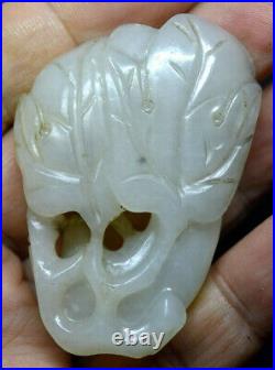 Old Chinese Hand Carved Celadon Jade Bat Figurine