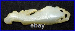 Old Chinese Hand Carved Celadon Nephrite Jade Fish Pendant