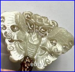 Qing Dy. 18th cent. Chinese Hetian celadon jade fine carved butterfly Imperial