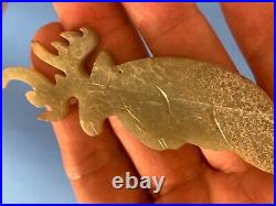 Rare Chinese antique, outstanding celadon jade deer stag, W. Zhou (8-9 cent. BC)