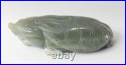 Vintage 20th Century Chinese Carved Jade Like Soapstone Celadon Green Turtle