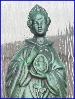 Vintage Celadon Glaze Ceramic Chinese Empress Kuan Yin Statue Buddha Jade
