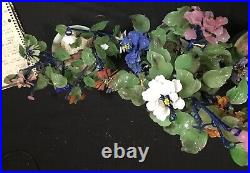 Vintage Chinese Bonsai Tree Jade Stone Glass Leaves Celadon Pot 14